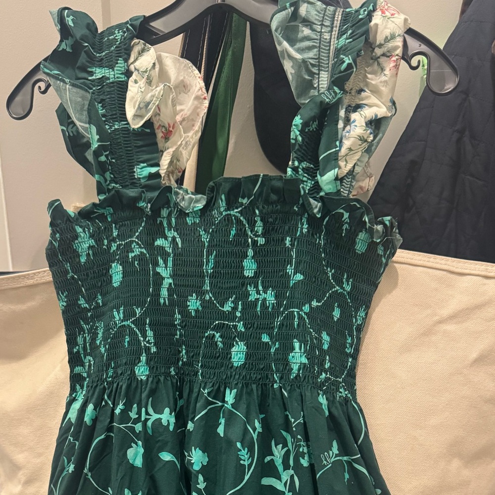 Hill House The Ellie Nap Dress - Emerald Botanical Poplin